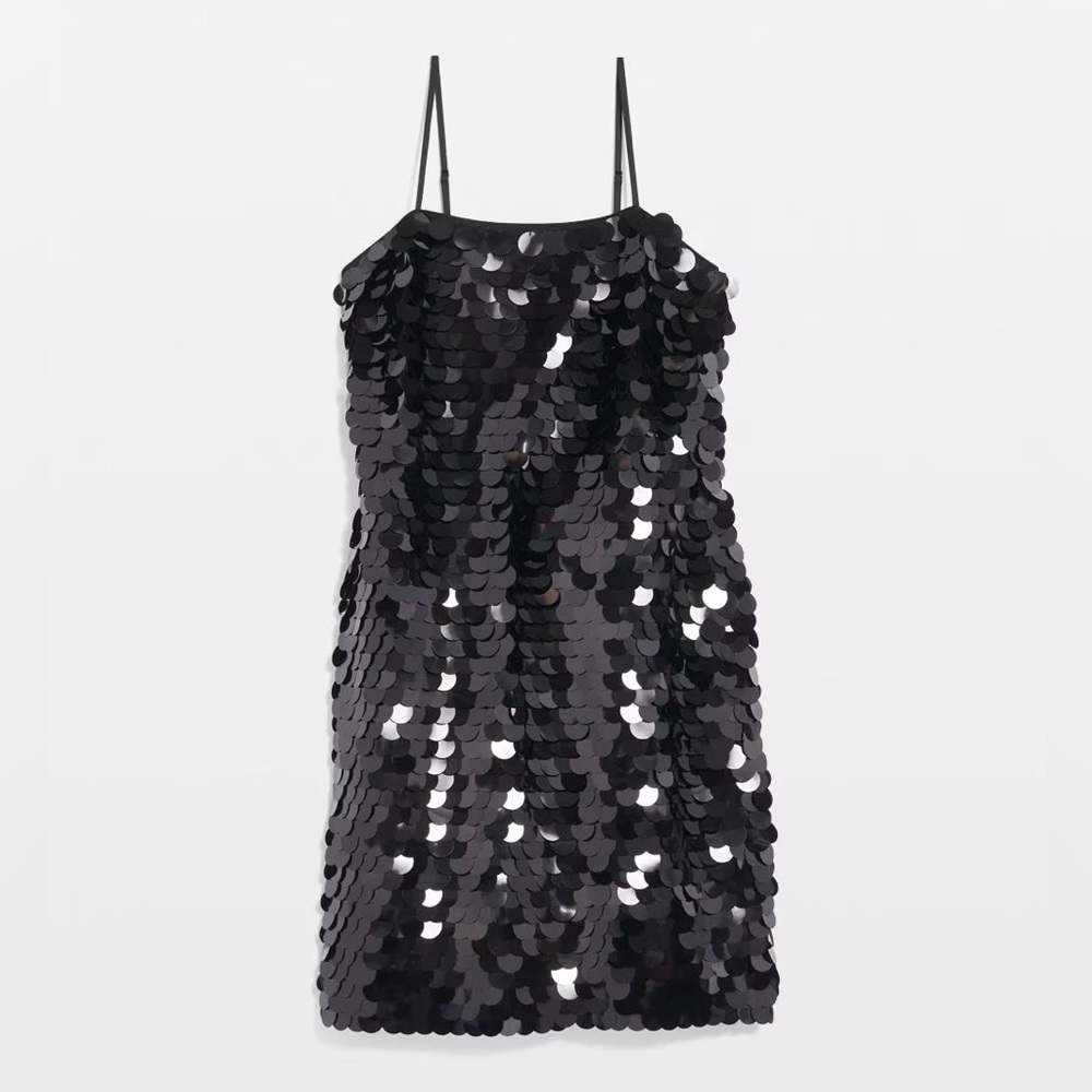 WHBM BLACK PAILLETTE DRESS
